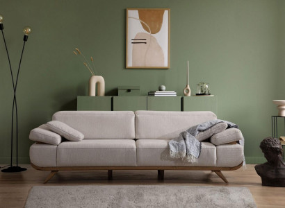 Light beige textile sofa designer upholstered sofas living room couches 3-seater