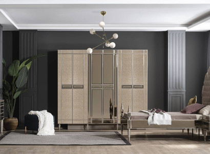 Bedroom Complete's Bed 2x Bedside tables Chest of drawers with Mirror 5pcs