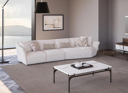 Living room Modern White Sofa Four Seater Couch Upholstered furniture Modern Furnishings