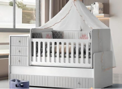 Stylish, cozy children's bed for a restful sleep. Luxurious gray удаление