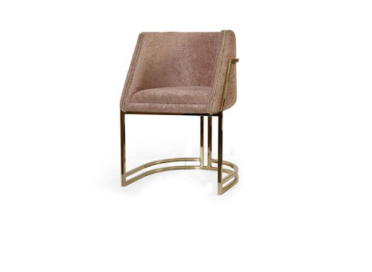 Luxury Beige Stainless Steel Chair Dining room Furniture Armrests Single Seater