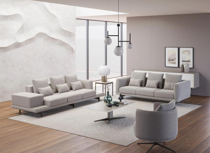 Upholstered furniture Complete 2x Sofa Three-seater Couch Living room Armchair Upholstery Fabric