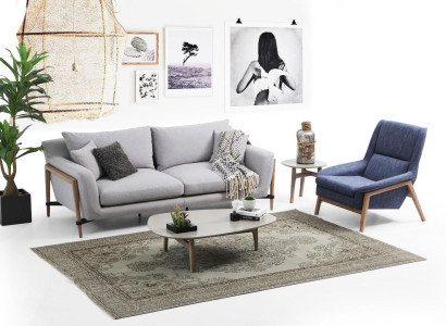 Sofa set 2 Seater Armchair Two-seater Fabric Sofas Modern Design Gray