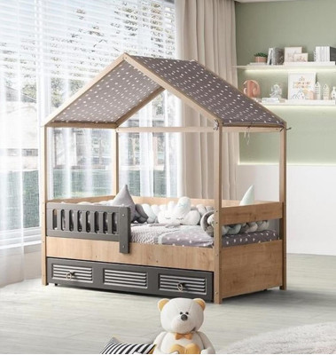 Bed frame Childrens bed 200 cm Wooden bed Childrens room Bed frame e Gray