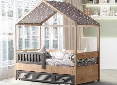 Bed frame Childrens bed 200 cm Wooden bed Childrens room Bed frame e Gray