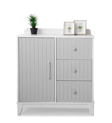 Modern children's room chest of drawers in gray with lots of storage space. Luxurious novelty