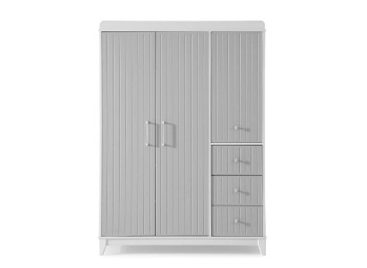 Modern children's room luxurious wardrobe in gray with plenty of storage space