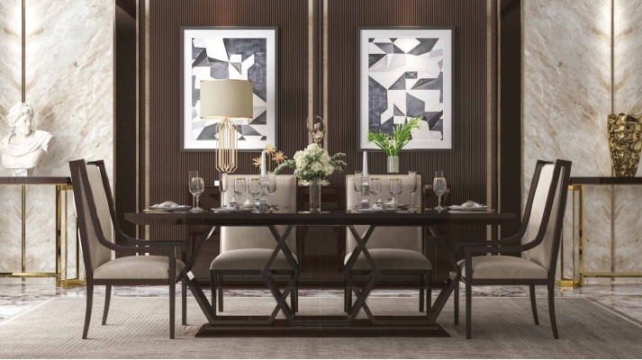 Luxury Dining room Set Dining table 6x Chairs Chair from Wood new Dining set 7tlg