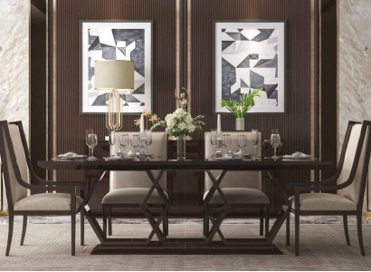 Luxury Dining room Set Dining table 6x Chairs Chair from Wood new Dining set 7tlg