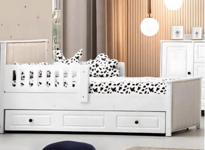 Childrens bed Wooden bed Functional bed Extendable Bed 200 Wood White