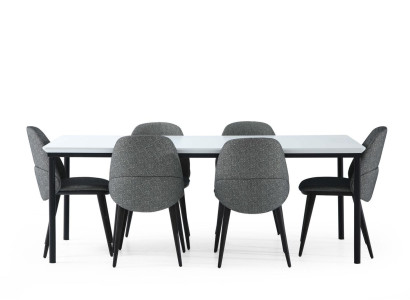 Dining room Group Dining table Chairs Table Wood Set 7pcs Gray Modern Set