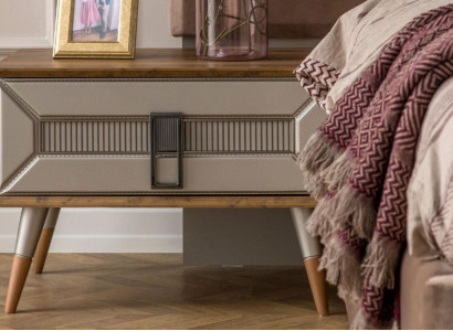 Complete e Bedside tables nightstand night dressers Wood 2-piece gray