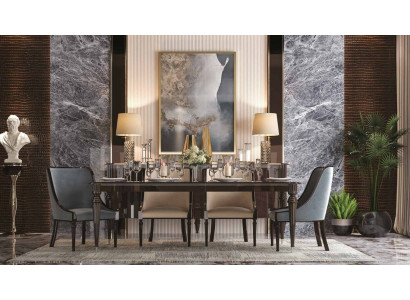 Set Dining table 6x Chairs Chair Suite Tables Dining room Group 7pcs. Wood