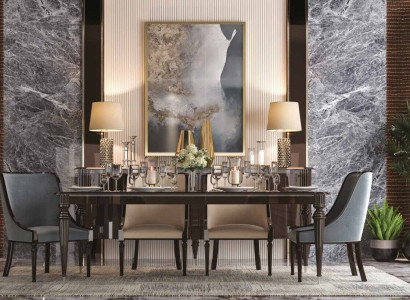 Set Dining table 6x Chairs Chair Suite Tables Dining room Group 7pcs. Wood