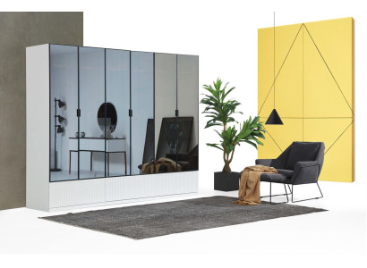 Wardrobe Wardrobe Wood Modern White Mirror Clothes Bedroom