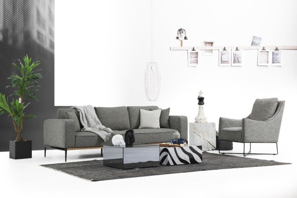 Sofa set 2 Seater Armchair Two-seater Fabric Sofas Modern Design Gray