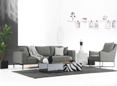 Sofa set 2 Seater Armchair Two-seater Fabric Sofas Modern Design Gray