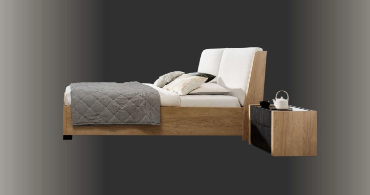 Bed Beige Wood Design Modern Bedroom Double Beds Elegant Furniture new