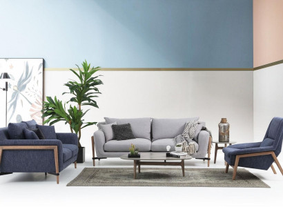 Sofa set 221 Seater Sofa Modern Fabric Set Blue Group Living room