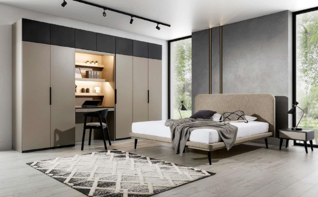 Wardrobe Gray Elegant Wood Bedroom Design Modern Furniture Luxury new