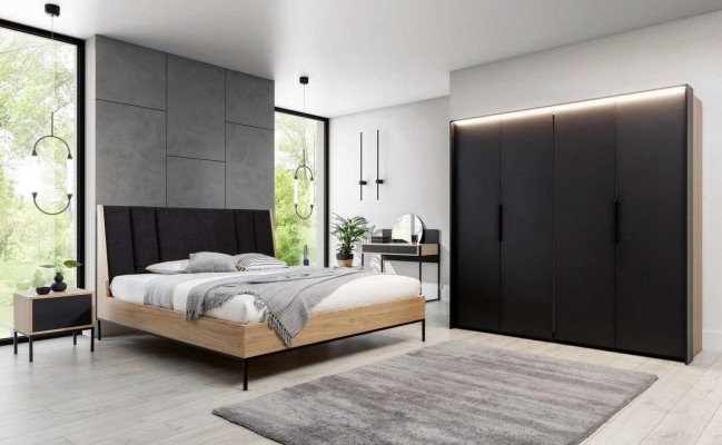 Bedroom Set Beige Bed Elegant 2x Bedside tables Luxury Modern new 3-piece.