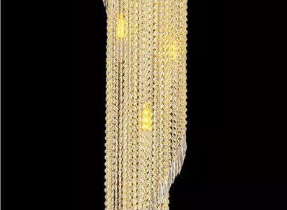 Long gallery ceiling light Big Chandelier Ceiling lamp Gold Crystal 240 cm