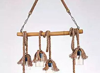 Lamp ceiling chandelier chandelier chandelier ceiling lamp bamboo glass brown