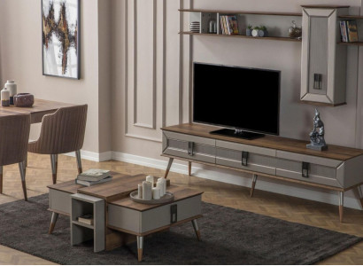 Designer Living room Suite TV lowboard Wood shelves Coffee table TV cabinet new
