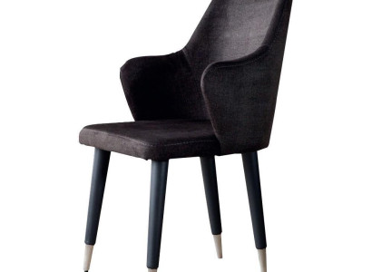 Gray Dining room Chair set designer upholstered chairs 6 pieces. Textile chairs