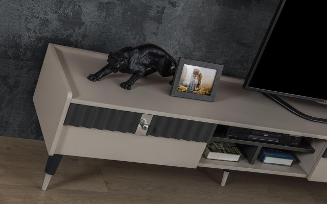 Living room set designer TV cabinet stand luxury wood shelves coffee table 3 pieces