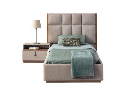 Beige children's room set designer single bed Wood Bedside table 2-piece set