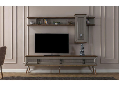 Modern Brown Living room Furniture Robust Sideboard Designer Shelf 2pcs