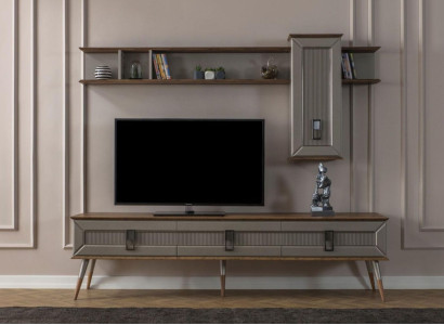 Modern Brown Living room Furniture Robust Sideboard Designer Shelf 2pcs