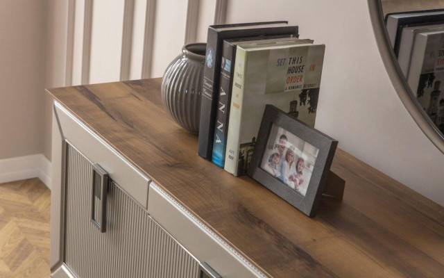 Modern Brown Living room Furniture Robust Sideboard Designer Shelf 2pcs