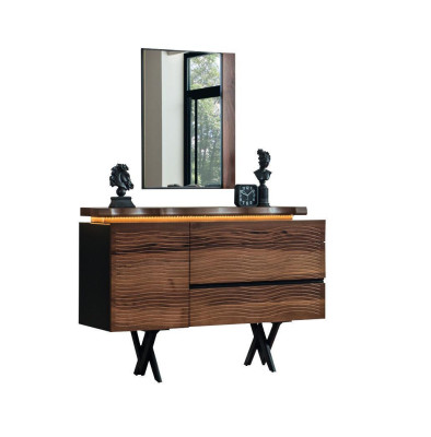 exclusive r Dressing table Mirror Wood Cosmetic Table Brown Luxury Console