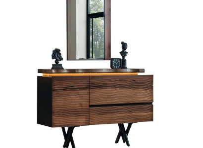 exclusive r Dressing table Mirror Wood Cosmetic Table Brown Luxury Console