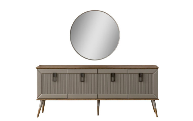 Robust sideboard designer sideboard luxurious round mirror wardrobe 2 pieces