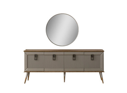 Robust sideboard designer sideboard luxurious round mirror wardrobe 2 pieces