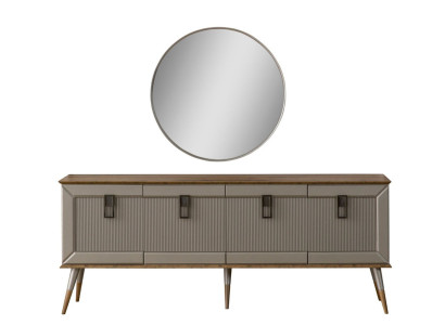 Robust sideboard designer sideboard luxurious round mirror wardrobe 2 pieces