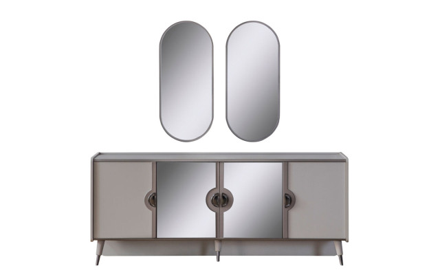 Gray Furniture Suite Designer 4-door sideboard exclusive Mirror 3-piece