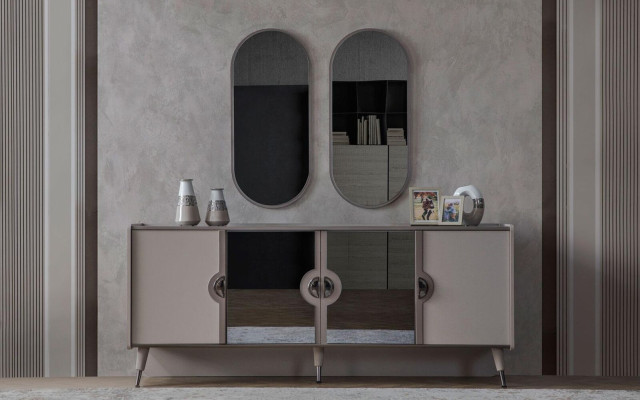 Gray Furniture Suite Designer 4-door sideboard exclusive Mirror 3-piece