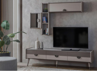 Beige Living room Sideboard Robust TV Lowboard Lowboard Luxury Shelves