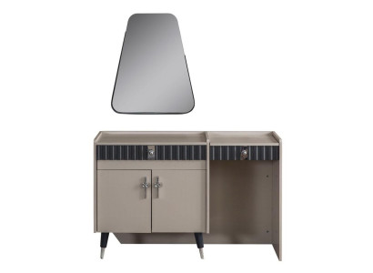Beige Dressing table Wood Cosmetic Table Designer Console Mirror 2pcs