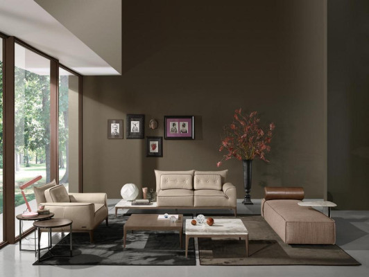 Luxury Chaise Longue Fabric Living room Design Sofa Brown Furniture Couches Prianera