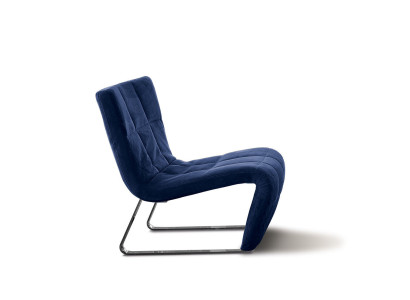 Armchair without armrest luxury upholstery design furniture Italian style textile blue