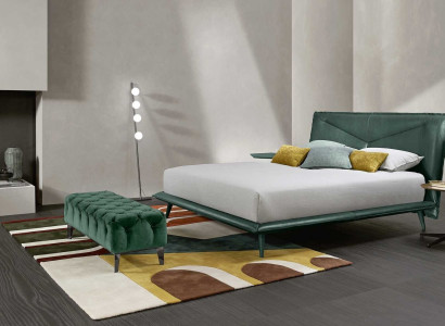 Double Bed Frame Luxury Bedroom Bed Double bed Wood Green Leather Beds new