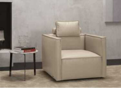 Armchair Single Seater 1 Seater Upholstery Seat Designer Textile Seat Leather Modern Gray