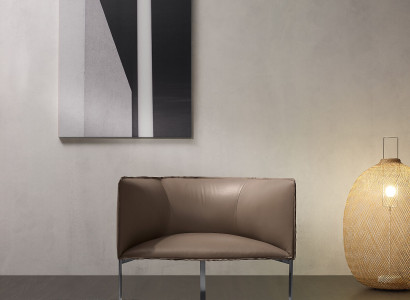 Luxury Design Furniture Gray Prianera Style Design Leather Armchair Living room Lounge