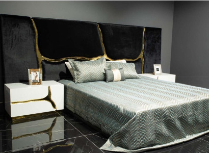 Bedroom Suite Double bed Luxury Bed Bedside tables Modern Black