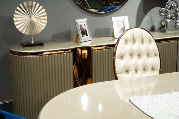 Dining corner Luxury Dining room Dining set Dining table Beige Set 7pcs Wood Chairs